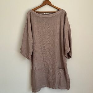 Black Crane Linen Tunic/Shift Dress